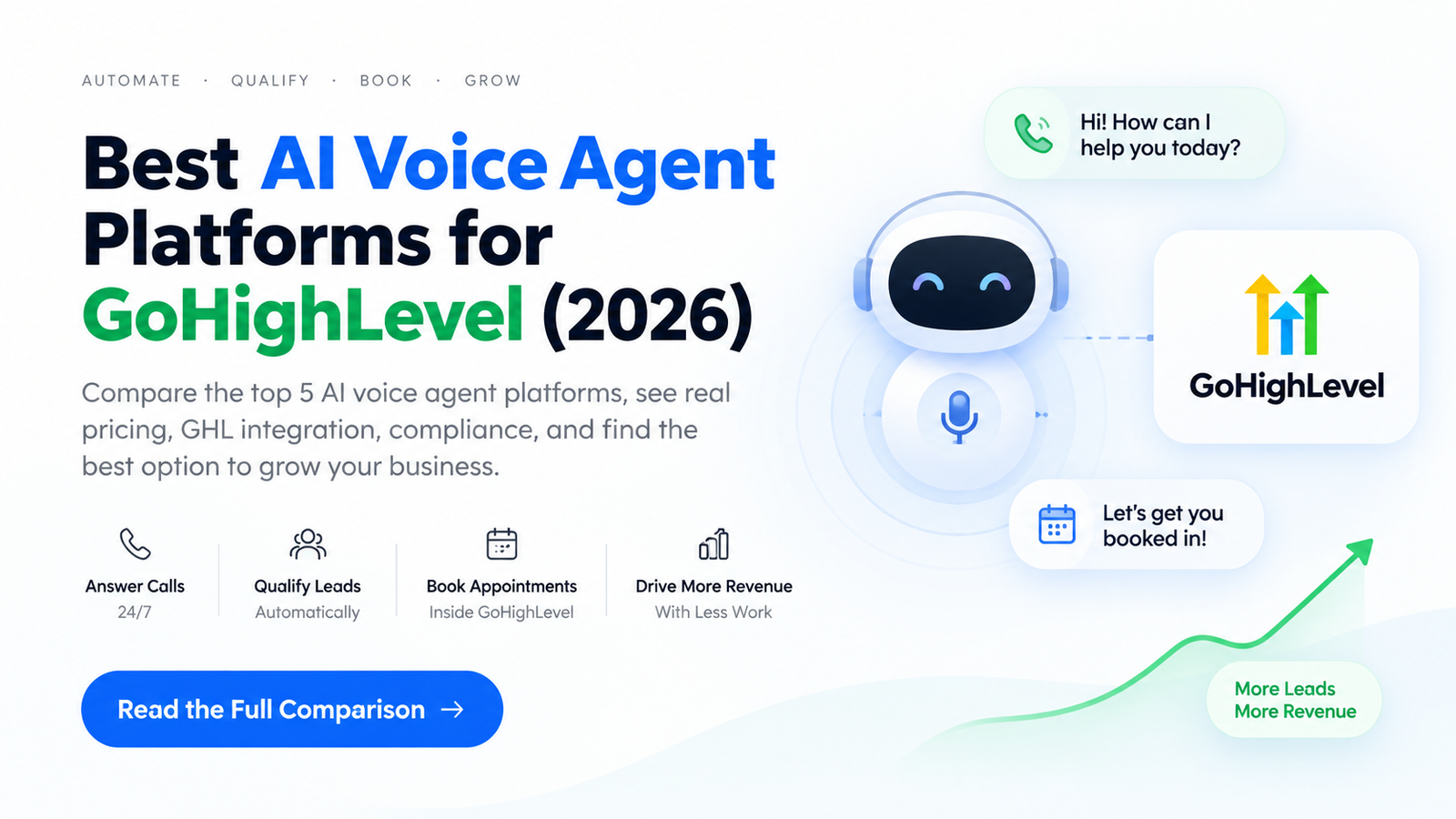 AI voice agent platform comparison graphic for GoHighLevel integrations